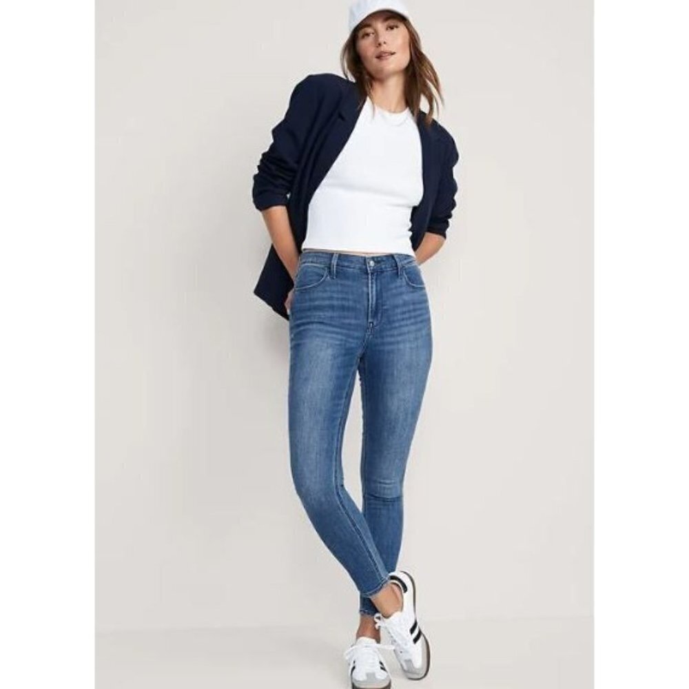 Old Navy High Rise Wow Super Skinny Denim Jeans Women Size 14 Short NWT Stretch